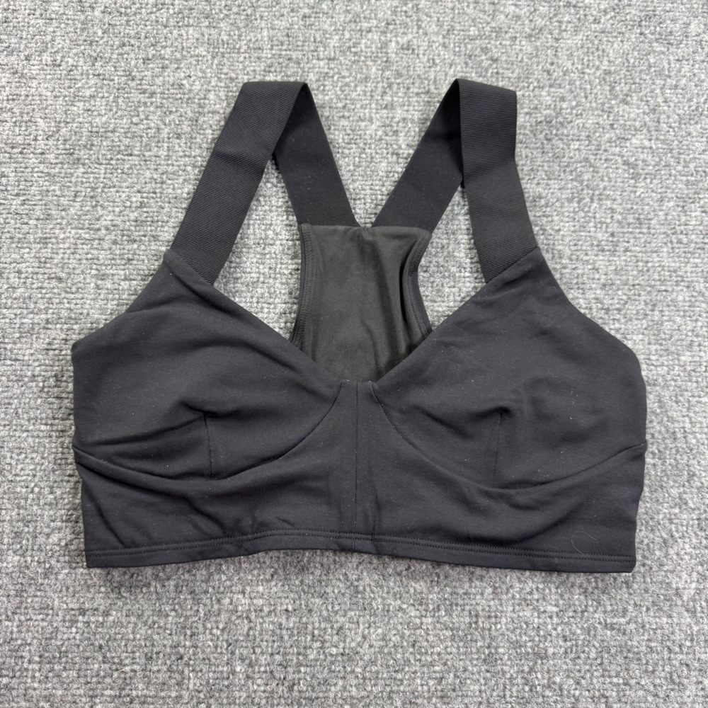 Alo Yoga Sports Bra Medium Black Ribbed Strap Racerback Activewear Womens